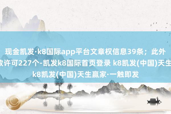 现金凯发·k8国际app平台文章权信息39条；此外企业还领有行政许可227个-凯发k8国际首页登录 k8凯发(中国)天生赢家·一触即发