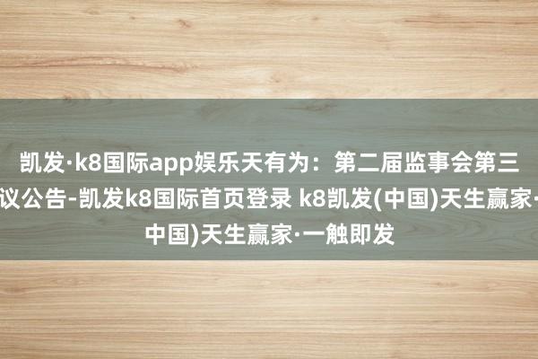 凯发·k8国际app娱乐天有为：第二届监事会第三次会议决议公告-凯发k8国际首页登录 k8凯发(中国)天生赢家·一触即发